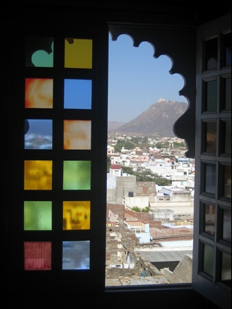 View from their room towards Monsoon Palace in Udaipur