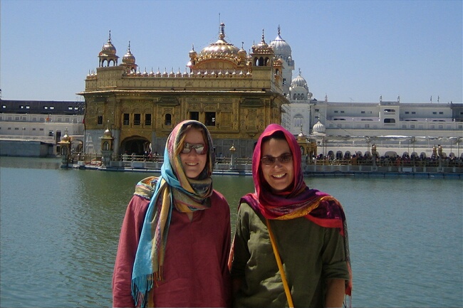 Cheryl and Tracy at the Golden Temple, Amritsar